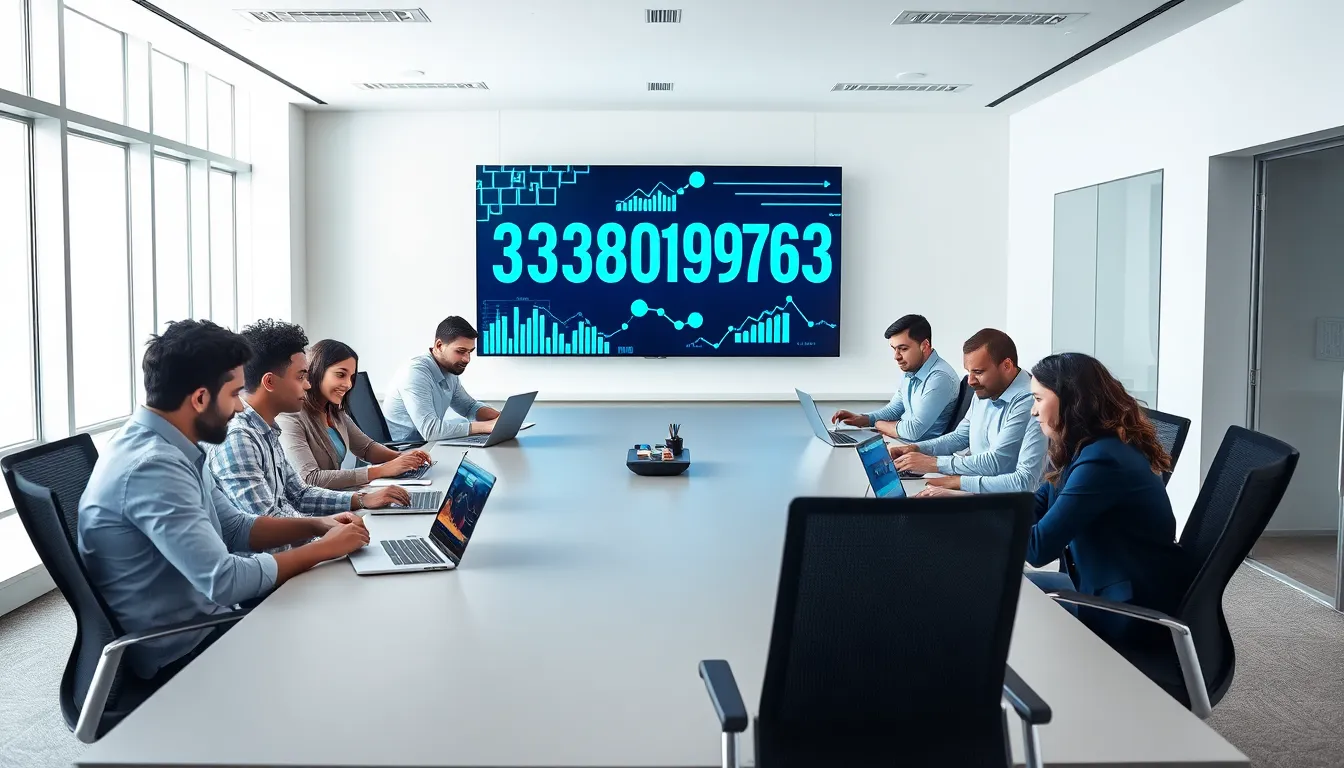 diverse team collaborating on data in a modern office.